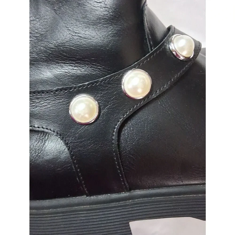 Sonoma Black Pearl-Embellished Girl's Mid-Calf Boots Sz 2 NWOT